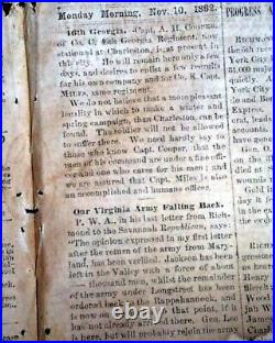 Rare Confederate Columbus GA Muscogee County Georgia 1862 Civil War Newspaper