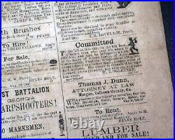 Rare Confederate Columbus GA Muscogee County Georgia 1862 Civil War Newspaper