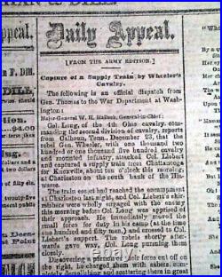 Rare Confederate Guerrilla John Hunt Morgan Escapes 1864 Civil War Newspaper