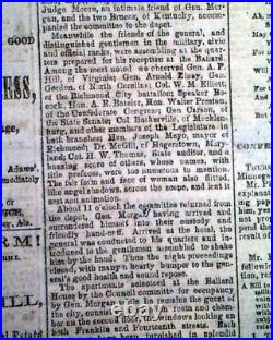 Rare Confederate Guerrilla John Hunt Morgan Escapes 1864 Civil War Newspaper