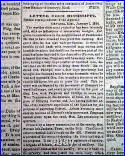 Rare Confederate Guerrilla John Hunt Morgan Escapes 1864 Civil War Newspaper