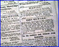 Rare Confederate Guerrilla John Hunt Morgan Escapes 1864 Civil War Newspaper