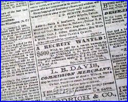 Rare Confederate Guerrilla John Hunt Morgan Escapes 1864 Civil War Newspaper