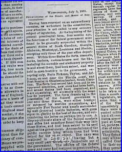 Rare Confederate Memphis TN Tennessee Abraham Lincoln Civil War 1861 Newspaper