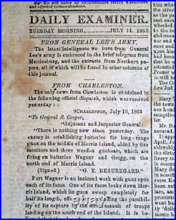 Rare Confederate Post Battle of Gettysburg & More 1863 Civil War South Newspaper