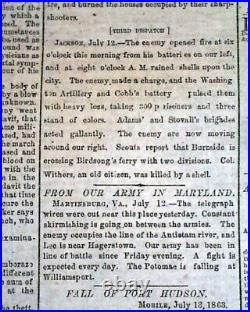 Rare Confederate Post Battle of Gettysburg & More 1863 Civil War South Newspaper