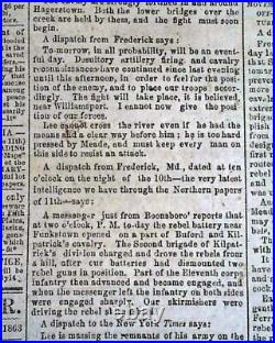 Rare Confederate Post Battle of Gettysburg & More 1863 Civil War South Newspaper