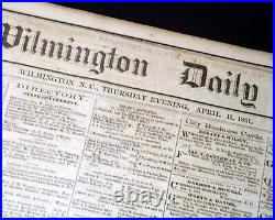 Rare Confederate Wilmington NC North Carolina Civil War Start 1861 old Newspaper