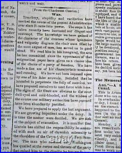 Rare Confederate Wilmington NC North Carolina Civil War Start 1861 old Newspaper