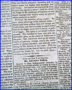 Rare Confederate Wilmington NC North Carolina Civil War Start 1861 old Newspaper