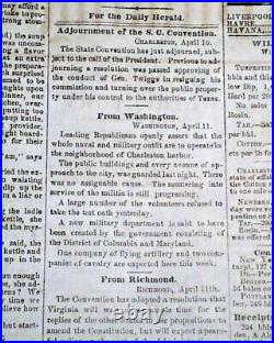 Rare Confederate Wilmington NC North Carolina Civil War Start 1861 old Newspaper