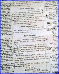 Rare Confederate Wilmington NC North Carolina Civil War Start 1861 old Newspaper