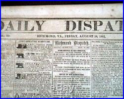 Rare FIRST BATTLE OF BULL RUN Manassas VA Civil War CONFEDERATE 1861 Newspaper