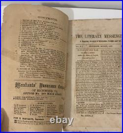 Rare Historical 1865 Southern Literary Messenger Civil War Confederate Era