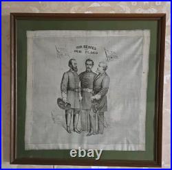 Rare Museum Quality Civil War Hankerchief, Confederate Generals, Our Heroes