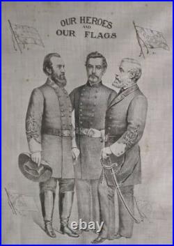 Rare Museum Quality Civil War Hankerchief, Confederate Generals, Our Heroes