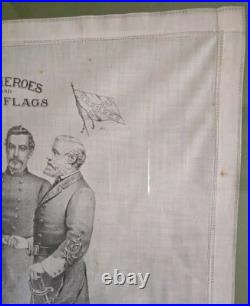 Rare Museum Quality Civil War Hankerchief, Confederate Generals, Our Heroes