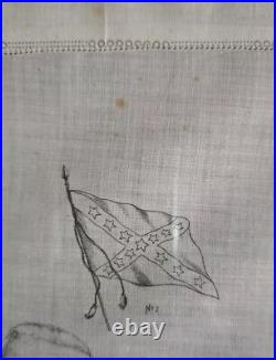 Rare Museum Quality Civil War Hankerchief, Confederate Generals, Our Heroes