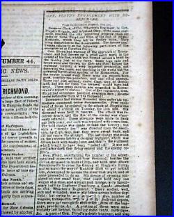 Rare NEW ORLEANS LA Louisiana Deep South CONFEDERATE Civil War 1861 Newspaper