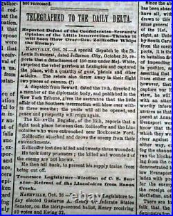 Rare NEW ORLEANS LA Louisiana Deep South CONFEDERATE Civil War 1861 Newspaper