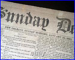 Rare NEW ORLEANS LA Louisiana Deep South CONFEDERATE Civil War 1862 Newspaper