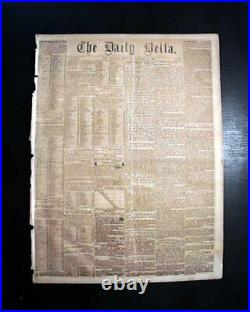 Rare NEW ORLEANS LA Louisiana Deep South CONFEDERATE Civil War 1862 Newspaper