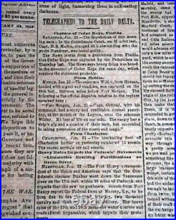 Rare NEW ORLEANS LA Louisiana Deep South CONFEDERATE Civil War 1862 Newspaper