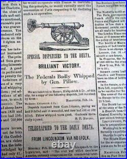 Rare NEW ORLEANS LA Louisiana Deep South CONFEDERATE Civil War 1862 Newspaper