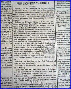 Rare NEW ORLEANS LA Louisiana Deep South CONFEDERATE Civil War 1862 Newspaper