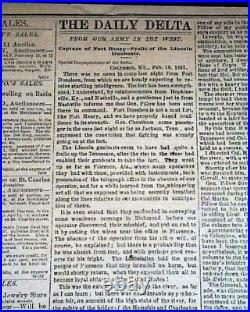 Rare NEW ORLEANS LA Louisiana Deep South CONFEDERATE Civil War 1862 Newspaper