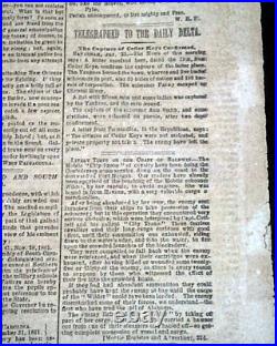 Rare NEW ORLEANS LA Louisiana Deep South CONFEDERATE Civil War 1862 Newspaper