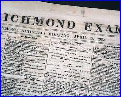 Rare New Civil War Confederate Ensign Engraving Richmond Virginia 1862 Newspaper