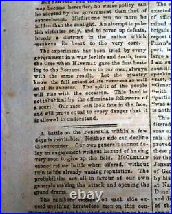 Rare New Civil War Confederate Ensign Engraving Richmond Virginia 1862 Newspaper