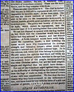 Rare New Civil War Confederate Ensign Engraving Richmond Virginia 1862 Newspaper