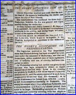 Rare New Civil War Confederate Ensign Engraving Richmond Virginia 1862 Newspaper