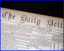 Rare New Orleans LA Louisiana Deep South Confederate Civil War 1862 Newspaper