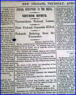 Rare New Orleans LA Louisiana Deep South Confederate Civil War 1862 Newspaper