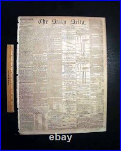 Rare New Orleans LA Louisiana Deep South Confederate Civil War 1862 Newspaper
