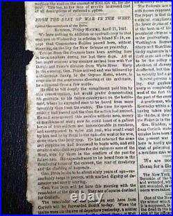 Rare New Orleans LA Louisiana Deep South Confederate Civil War 1862 Newspaper