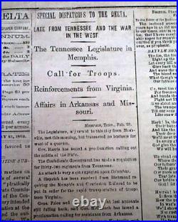 Rare New Orleans LA Louisiana Deep South Confederate Civil War 1862 Newspaper