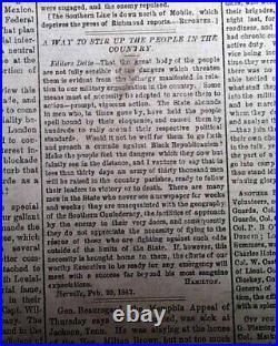 Rare New Orleans LA Louisiana Deep South Confederate Civil War 1862 Newspaper