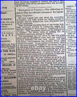 Rare New Orleans LA Louisiana Deep South Confederate Civil War 1862 Newspaper