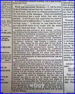 Rare New Orleans LA Louisiana Deep South Confederate Civil War 1862 Newspaper