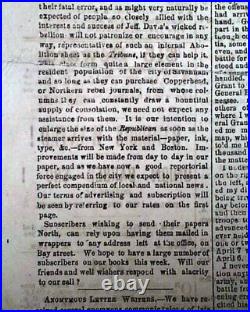 Rare Savannah Yankee Occupation Post Confederate Fall 1865 Civil War Newspaper