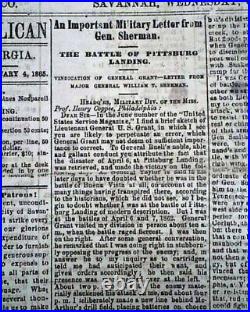 Rare Savannah Yankee Occupation Post Confederate Fall 1865 Civil War Newspaper