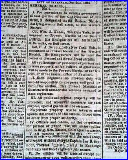 Rare Savannah Yankee Occupation Post Confederate Fall 1865 Civil War Newspaper