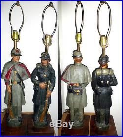 Rare Vintage 2 Dunning Industries 1971 Union Confederate CIVIL War Soldier Lamps