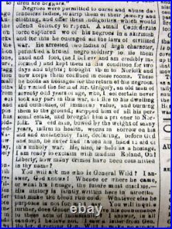Rare orig 1864 Augusta GEORGIA Confederate Civil War newspaper w SLAVE SELLER AD