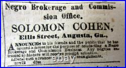 Rare orig 1864 Augusta GEORGIA Confederate Civil War newspaper w SLAVE SELLER AD