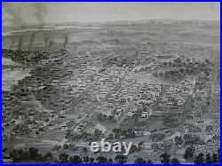 Richmond Virginia Confederate Capital 1863 Civil War birds-eye city view